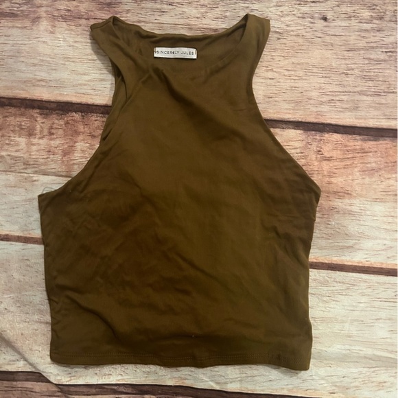 Sincerly Jules Tops - Women’s Sincerely Jules Crop Racerback Tank Too Size Medium in Brown